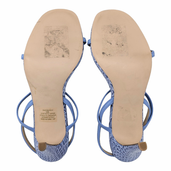 Steve Madden Snap Strappy Heeled Sandal Blue Crocodile Embossed Stiletto Size 10 - Picture 6 of 6